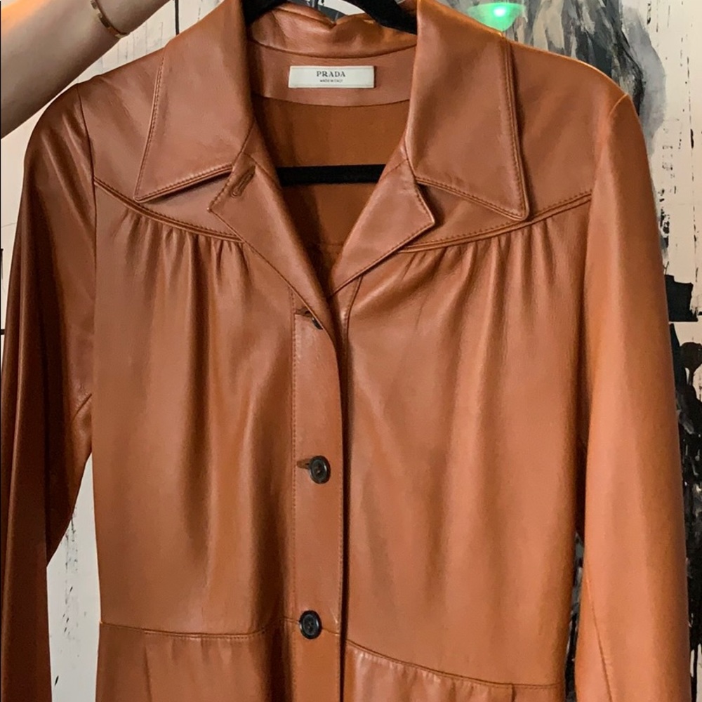 Leather PRADA Trent Coat: mint condition